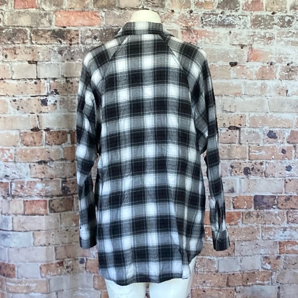 SO Long Sleeve Button Down Plaid Shirt Black & White Sz Small - Picture 2 of 8